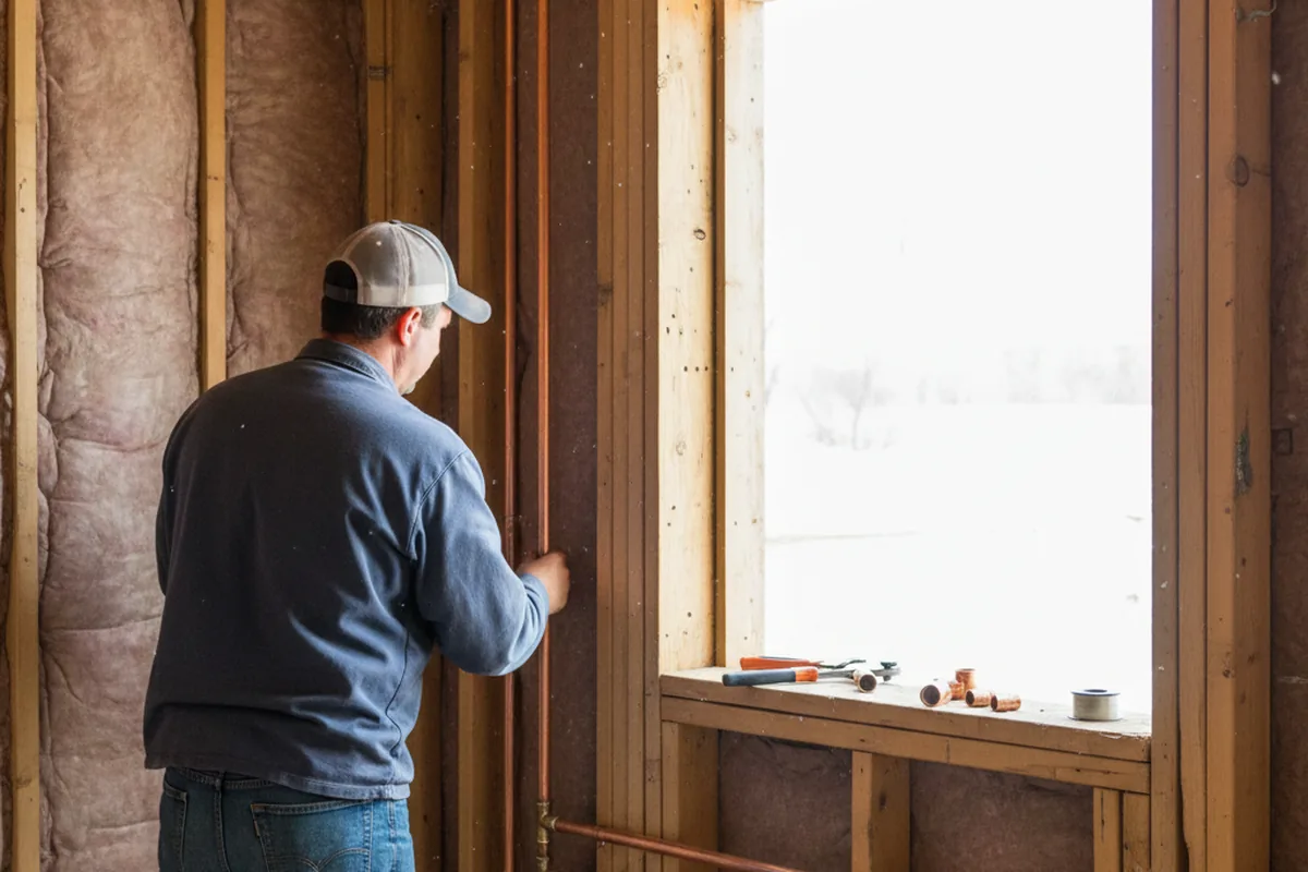 Licensed plumber running new copper supply lines in a Snowmass Village home